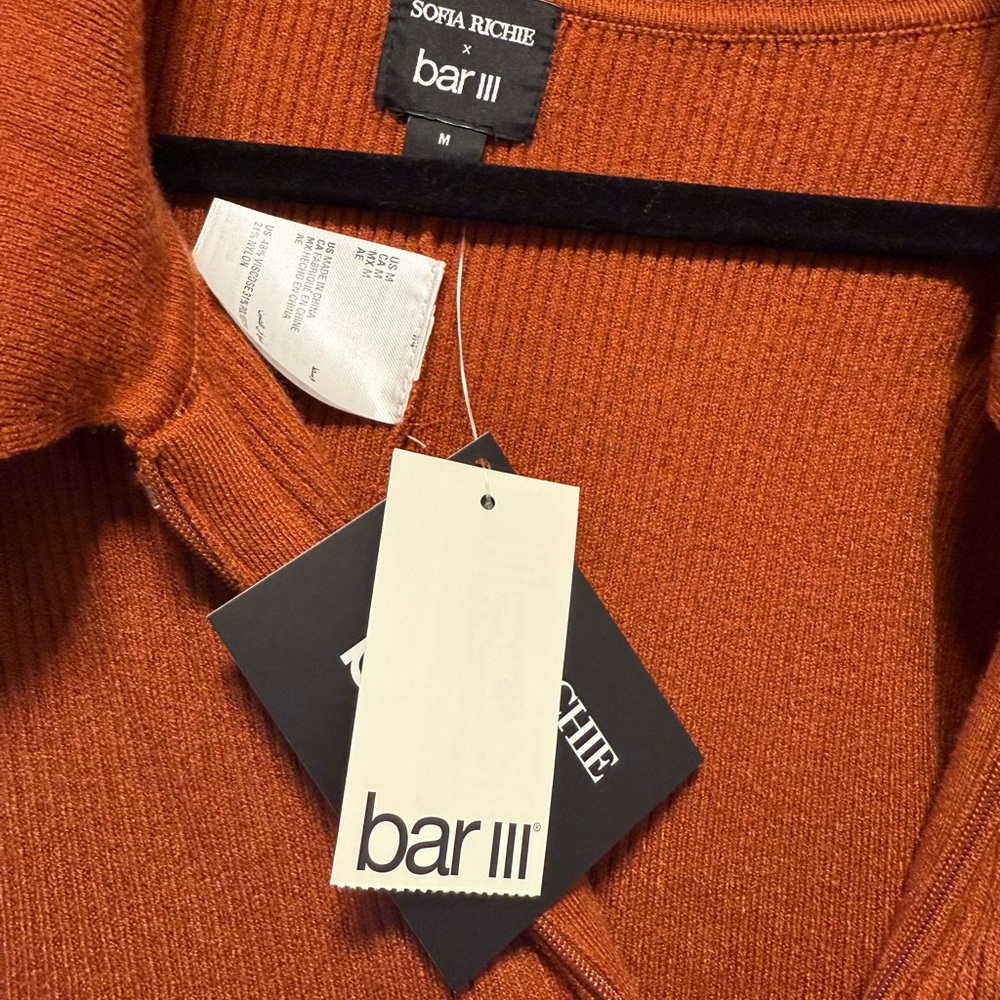 Bar III Brown Knit Jumpsuit with Long Sleeves - Picture 3 of 3